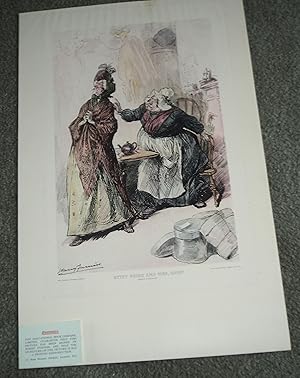 "BETSY PRIGG AND MRS. GAMP". A SUPERB COLOR PRINT SIGNED BY HARRY FURNISS.