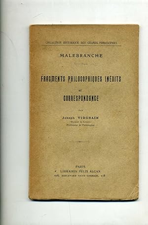 Bild des Verkufers fr FRAGMENTS PHILOSOPHIQUES INEDITS ET CORRESPONDANCE par Jacques VIDGRAIN zum Verkauf von Librairie CLERC