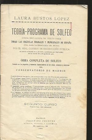 Imagen del vendedor de TEORIA-PROGRAMA DE SOLFEO. SEGUNDO CURSO a la venta por Desvn del Libro / Desvan del Libro, SL