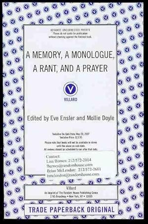 Imagen del vendedor de A Memory, a Monologue, a Rant, and a Prayer a la venta por Bookmarc's