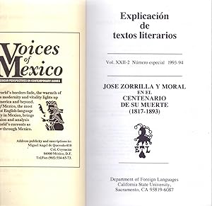 Seller image for JOSE ZORRILLA Y MORAL EN EL CENTENARIO DE SU MUERTE (1817-1893) - EXPLICACION DE TEXTOS LITERARIOS- for sale by Libreria 7 Soles