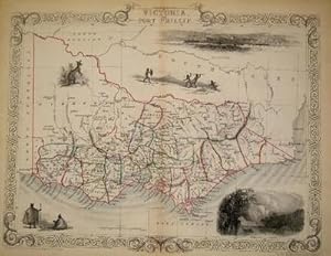 Victoria, or Port Phillip, antique map with vignette views