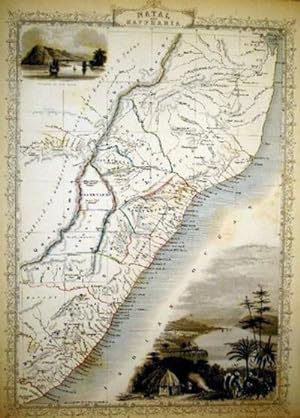 Natal and Kaffraria, antique map with vignette views