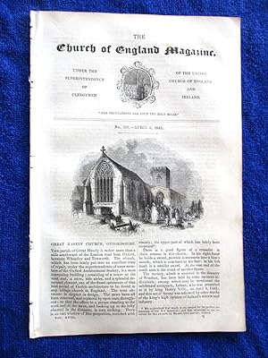 Immagine del venditore per The Church of England Magazine No 517, 5 April 1845. Great Hasely Church, Oxfordshire. venduto da Tony Hutchinson