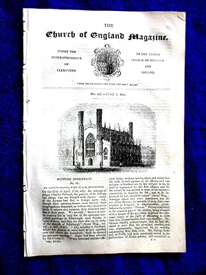 Bild des Verkufers fr The Church of England Magazine No 527, 7 June 1845. Scottish Episcopacy, St Paul's Chape, York Place, Edinburgh. zum Verkauf von Tony Hutchinson