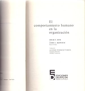 Seller image for EL COMPORTAMIENTO HUMANO EN LA ORGANIZACION for sale by Libreria 7 Soles