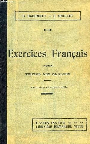 Seller image for EXERCICES FRANCAIS POUR TOUTES LES CLASSES for sale by Le-Livre
