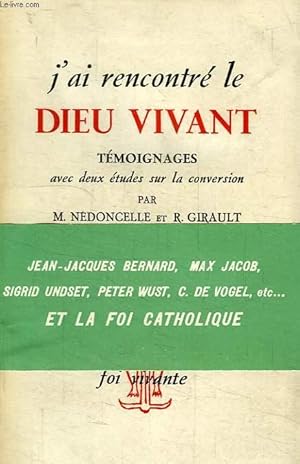 Bild des Verkufers fr J'AI RECONTRE LE DIEU VIVANT zum Verkauf von Le-Livre