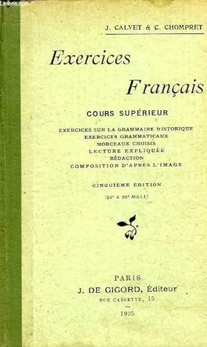 Seller image for EXERCICES FRANCAIS - COURS SUPERIEUR for sale by Le-Livre