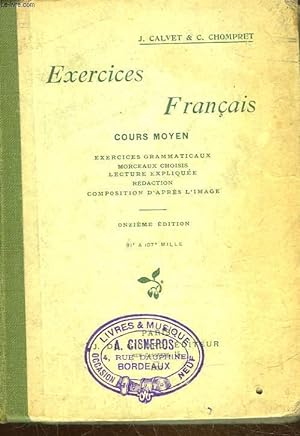 Seller image for EXERCICES FRANCAIS - COURS MOYEN for sale by Le-Livre