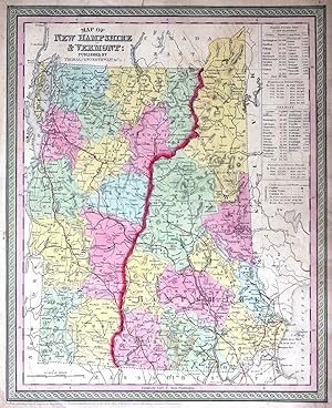 Map of New Hampshire and Vermont