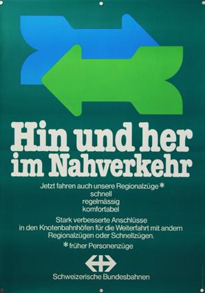 Plakat - SBB - Hin und her im Nahverkehr. Farboffset.