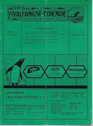 Image du vendeur pour Norsk Hvalfangst-Tidende (The Norwegian Whaling Gazette), Organ For the International Association of Whaling Companies. Nr 1. Januar/februar 1968 mis en vente par Bailgate Books Ltd