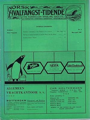 Image du vendeur pour Norsk Hvalfangst-Tidende (The Norwegian Whaling Gazette), Organ For the International Association of Whaling Companies. Nr. 2 Mars/april 1967 mis en vente par Bailgate Books Ltd