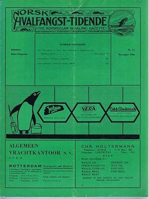 Image du vendeur pour Norsk Hvalfangst-Tidende (The Norwegian Whaling Gazette), Organ For the International Association of Whaling Companies. Nr 11 Novembre 1966 mis en vente par Bailgate Books Ltd