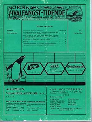 Image du vendeur pour Norsk Hvalfangst-Tidende (The Norwegian Whaling Gazette), Organ For the International Association of Whaling Companies. Nr. 2, Februar 1966 mis en vente par Bailgate Books Ltd