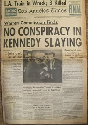 Los Angeles Times Sept. 28, 1964 No Conspiracy in Kennedy Slaying