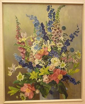 Bild des Verkufers fr Frhlingsblumen in Vase. Oel auf Malplatte. zum Verkauf von Biblion Antiquariat