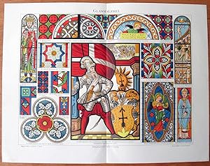 Antique Chromolithograph- Stained Glass Windows.