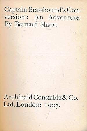 Seller image for Captain Brassbound's Conversion. An Adventure. Constable plays of Bernard Shaw for sale by Barter Books Ltd