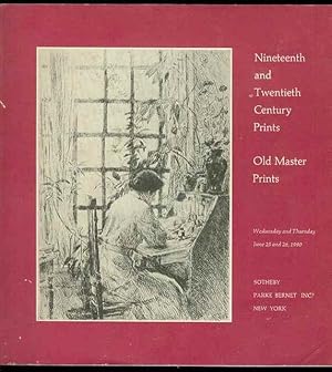 Nineteenth and Twentieth Century Prints: Old Master Prints (June 25 and 26, 1980)