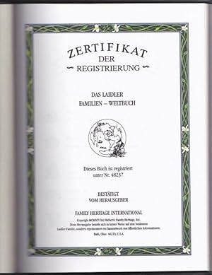 Das Laidler Familien - Weltbuch. Dieses Buch ist registriert unter Nr.48237