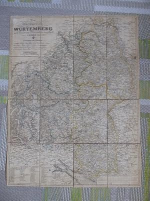 Imagen del vendedor de Das Knigreich Wrtemberg nach Kreisen und Obermtern eingetheilt von C. F. Hammer, Major 1823. Grenzkolorierte Kupferstich-Karte. Gestochen von C. R. Dreykorn in Nrnberg. a la venta por Antiquariat Heinzelmnnchen