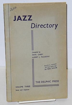 Imagen del vendedor de The directory; of recorded jazz and swing music (including gospel and blues records); volume three (E F G) a la venta por Bolerium Books Inc.