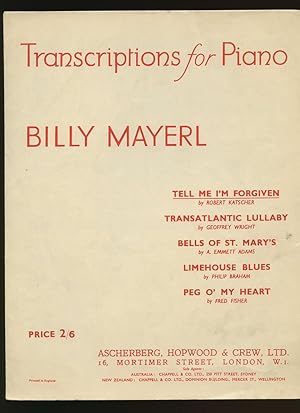 Seller image for Piano Transcription Billy Mayerl Piano Sheet Music: Tell Me I'm Forgiven for sale by Little Stour Books PBFA Member