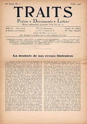 Traits. Poésie, Documents, Lettres. Revue indépendante paraissant douze fois par ans. IIIe année,...