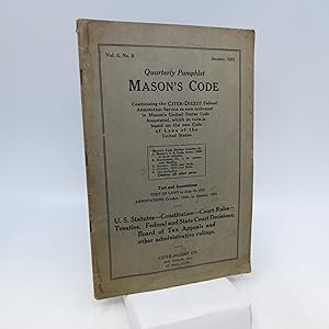 Mason's Code Quarterly Pamphlet (Year Book) Vol. 5. No. 8 January 1931 (First Edition)