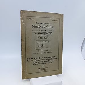 Mason's Code Quarterly Pamphlet Vol. 6. No. 1 January 1932 (First Edition)