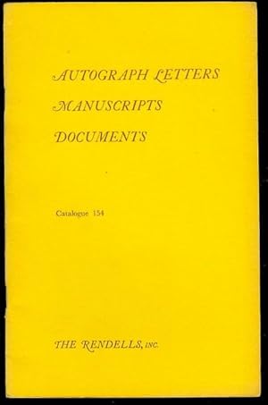 Autograph Letters, Manuscripts, Documents (Catalogue 154)