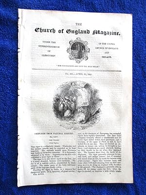 Bild des Verkufers fr The Church of England Magazine No 521, 30 April 1845. Natural History - The TIGER. zum Verkauf von Tony Hutchinson