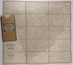 Bild des Verkufers fr Zoller`s Post und Reise-Karte von Tirol und Vorarlberg nach den neuesten Quellen berichtiget. Mehrf. gef. Kupferstich-Karte v. N. Echtle in 15 Segmenten auf Lwd. aufgezogen. Innsbruck, F. Unterberger 1845. (56 x 61 cm) in mod. Pb.-Schuber mit aufgez. orig. Deckeltitel. zum Verkauf von Antiquariat Johannes Mller