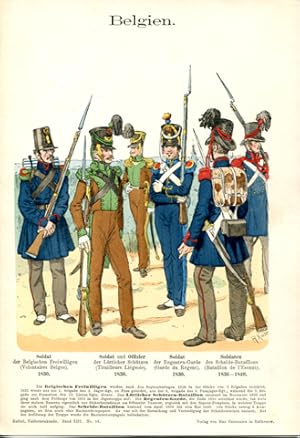 Belgien - Uniformen 1839, 1836-1840 - Farblithographie