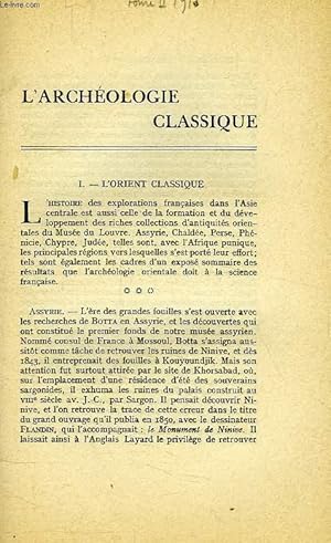 Imagen del vendedor de L'ARCHEOLOGIE CLASSIQUE a la venta por Le-Livre