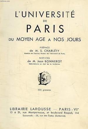 Bild des Verkufers fr L'UNIVERSITE DE PARIS DU MOYEN-AGE A NOS JOURS zum Verkauf von Le-Livre