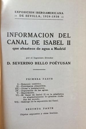 Imagen del vendedor de INFORMACIN DEL CANAL DE ISABEL II QUE ABASTECE DE AGUA A MADRID. a la venta por Librera Torren de Rueda