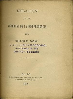 Imagen del vendedor de Relacion de un Veterano de la Independencia. Primera Parte [Volume I of II] a la venta por Kaaterskill Books, ABAA/ILAB