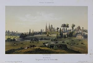 A fine Original Antique Hand Coloured Lithograph Print Illustrating Bayeux in France. Published f...