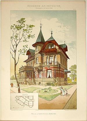 Villa in Frauenthal-Hamburg. [Ausgeführt von Puttfarcken & Janda, Architekten]. Tafel 19 aus: Mod...