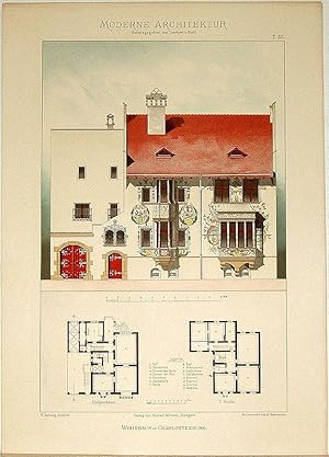 Wohnhaus in Charlottenburg. [Ausgeführt von H. Hartung, Architekt]. Tafel 55 aus: Moderne Archite...