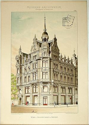 Wohn- u. Geschäftshaus in Dresden. [Ausgeführt von Sommerschuh & Rumpel, Architekten]. Tafel 84 a...