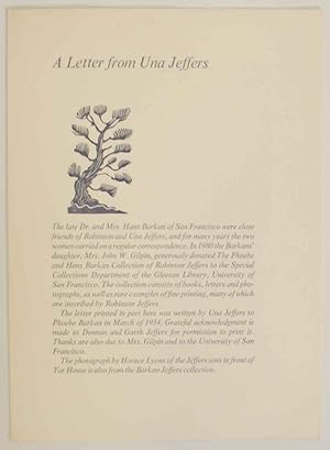 Seller image for A Letter From Una Jeffers for sale by Jeff Hirsch Books, ABAA