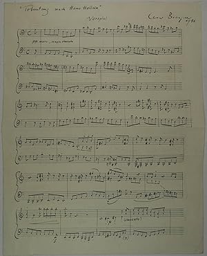 Komponist (1913-1988). Eigenhändiges Musikmanuskript (2 S. schw. Tusche auf gedr. Notenpapier). V...