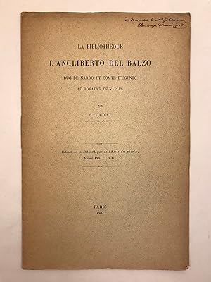 Image du vendeur pour La Bibliotheque D'Angliberto Del Balzo. Duc De Nardo et Comte D'Ugento Au Royaume de Naples Annee t. LXII mis en vente par Old New York Book Shop, ABAA