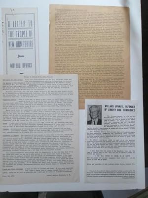 Ephemera relating to the incarceration of Willard Uphaus in New Hampshire in 1960