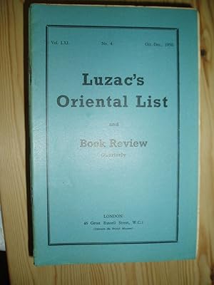 Seller image for Luzac's Oriental List and Book Review Quarterly [April 1949 - Dec. 1962] for sale by Expatriate Bookshop of Denmark