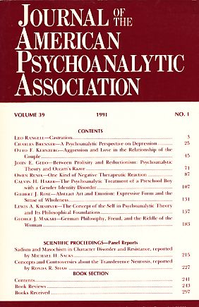 Bild des Verkufers fr Journal of the American Psychoanalytic Association. (= Kompletter Jahrgang). 1991. Volume 39. Part 1 - 4. zum Verkauf von Fundus-Online GbR Borkert Schwarz Zerfa